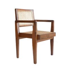 Pierre Jeanneret Chandigarh Cane Teak Chair Called Clerk's Chair