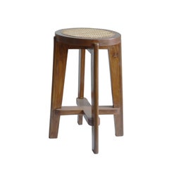  Pierre Jeanneret PJ-SI-21-A High Stool with Canework from Chandigarh