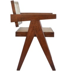 Vintage Pierre Jeanneret Office Cane Chair PJ-SI-28-A from Chandigarh