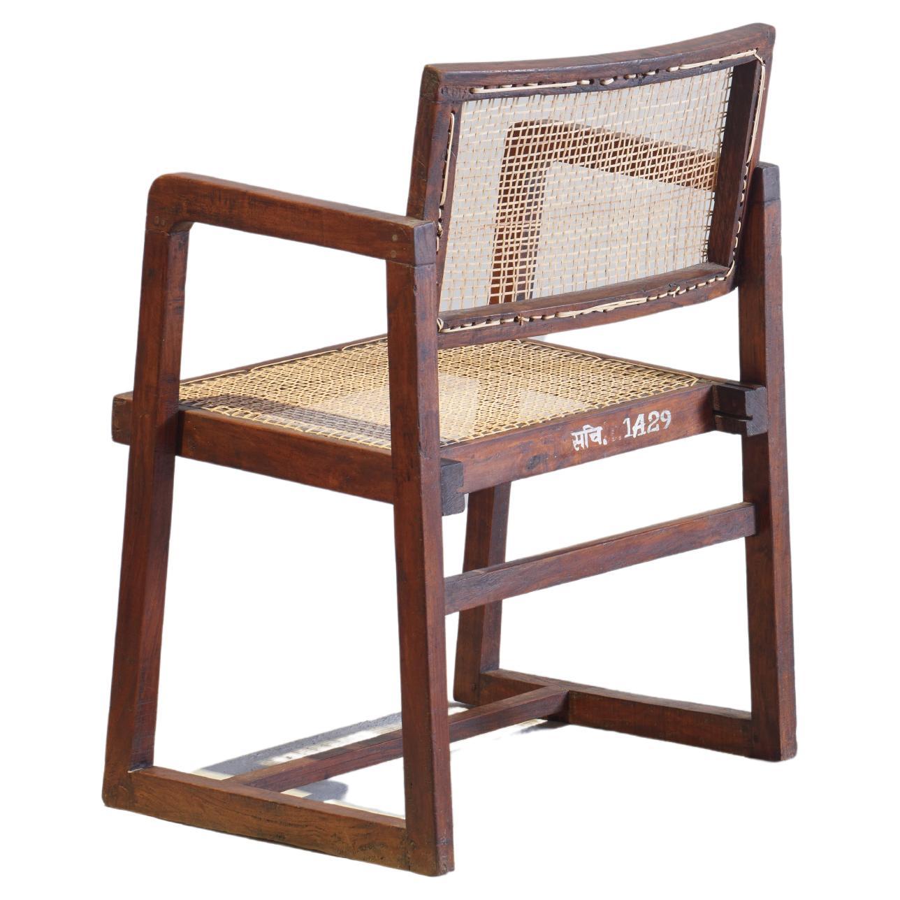 Pierre Jeanneret PJ-SI-53-A Box Chair/Authentique Mid-Century Modern Chandigarh  en vente