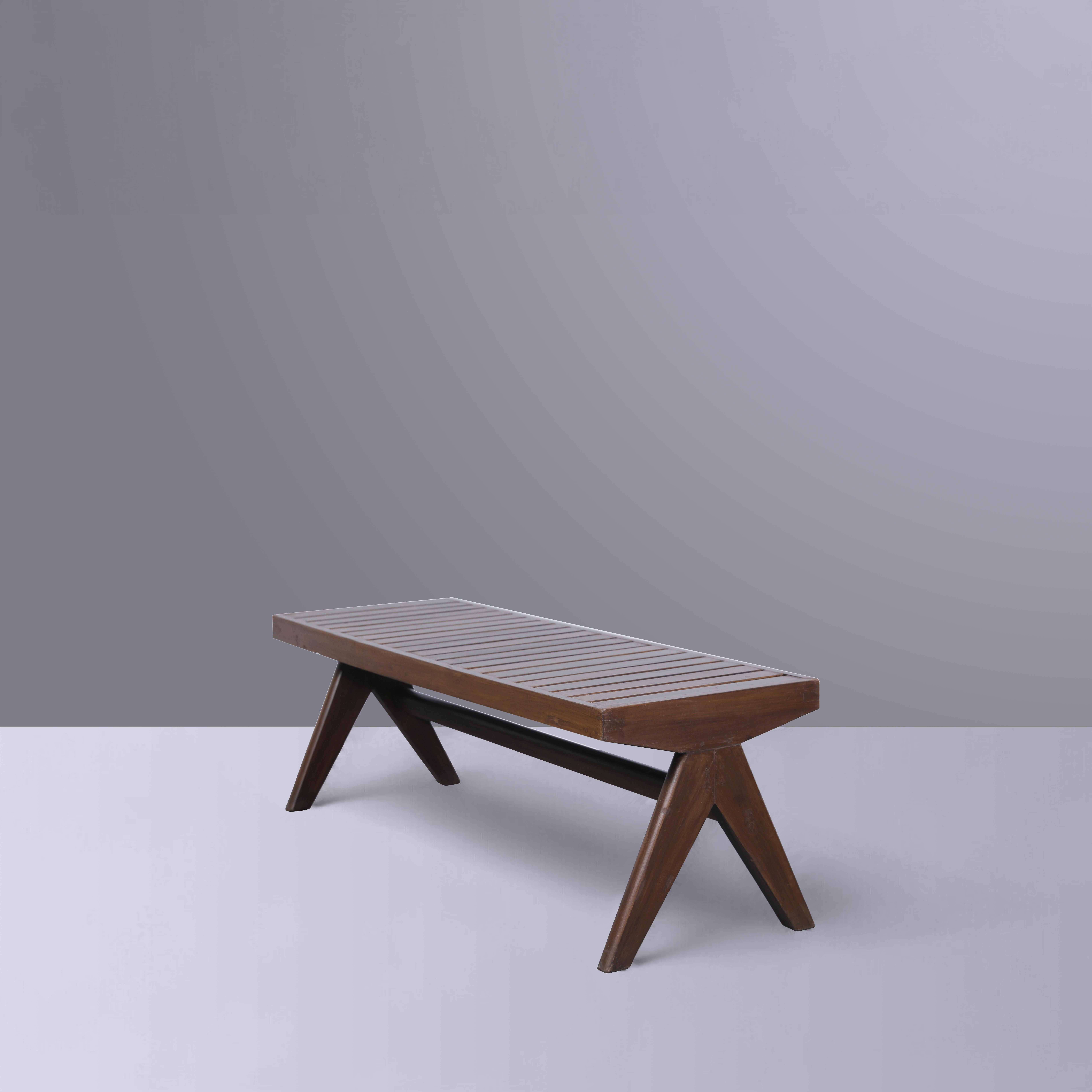 Mid-Century Modern Banc en teck du mi-siècle moderne authentique Pierre Jeanneret PJ-SI-33-E en vente