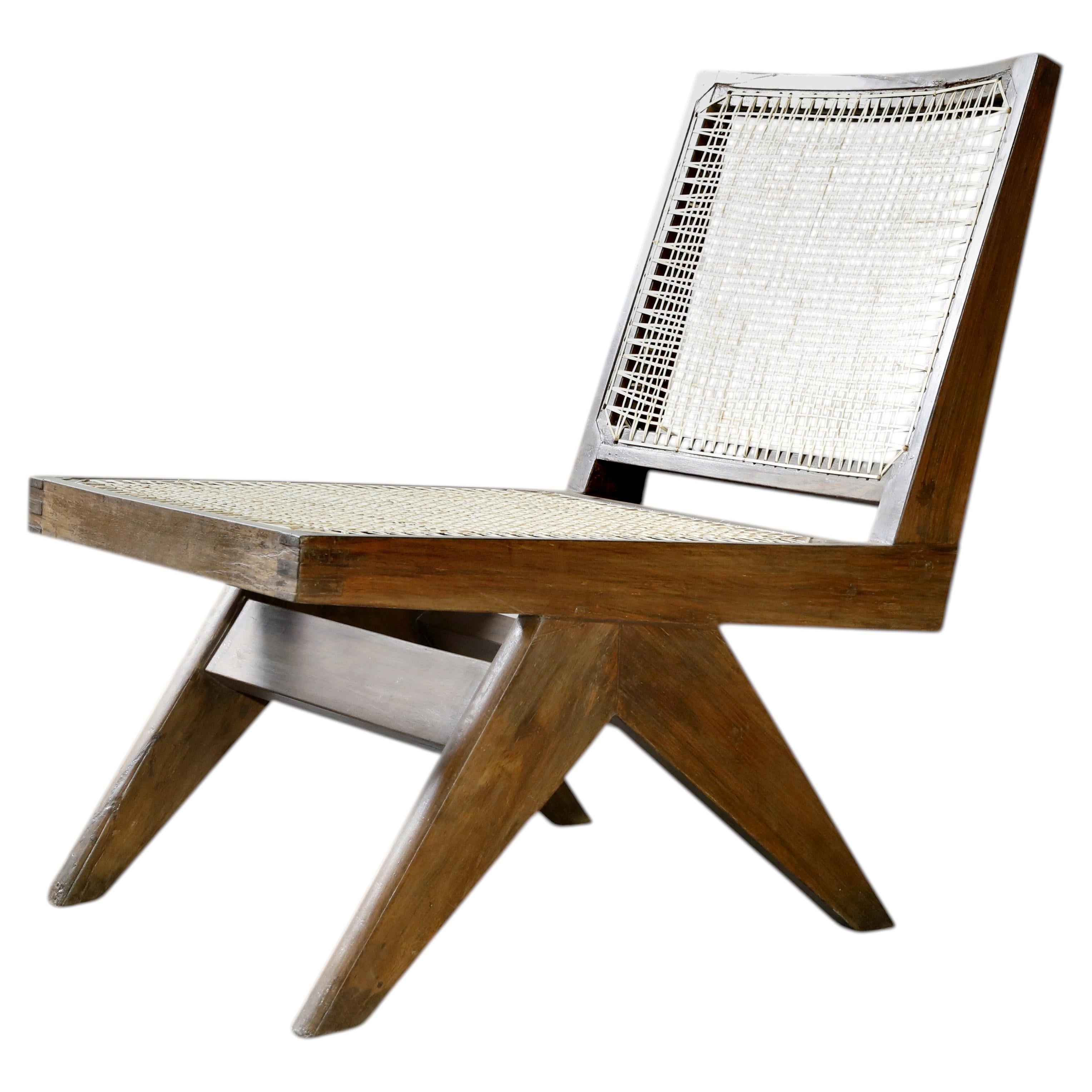 Pierre Jeanneret PJ-SI-35-A Sillón sin brazos / Moderno auténtico de mediados de siglo