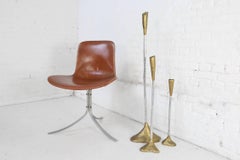 David Marshall Brutalist Candleholders, Aluminium and Brass, circa 1970, Spain