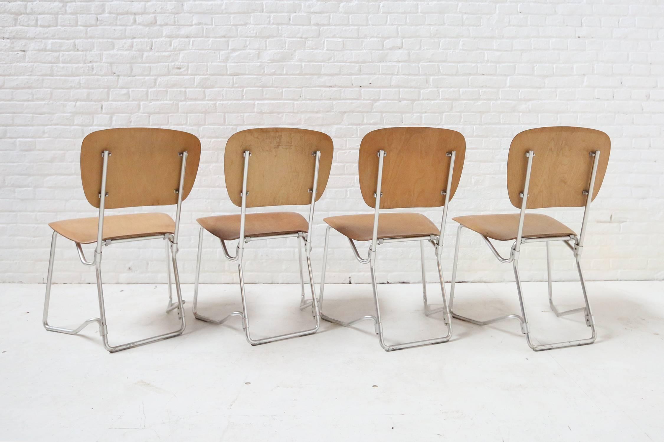 Mid-Century Modern First Edition Aluflex Chairs by Armin Wirth Switzerland, 1950s For Sale