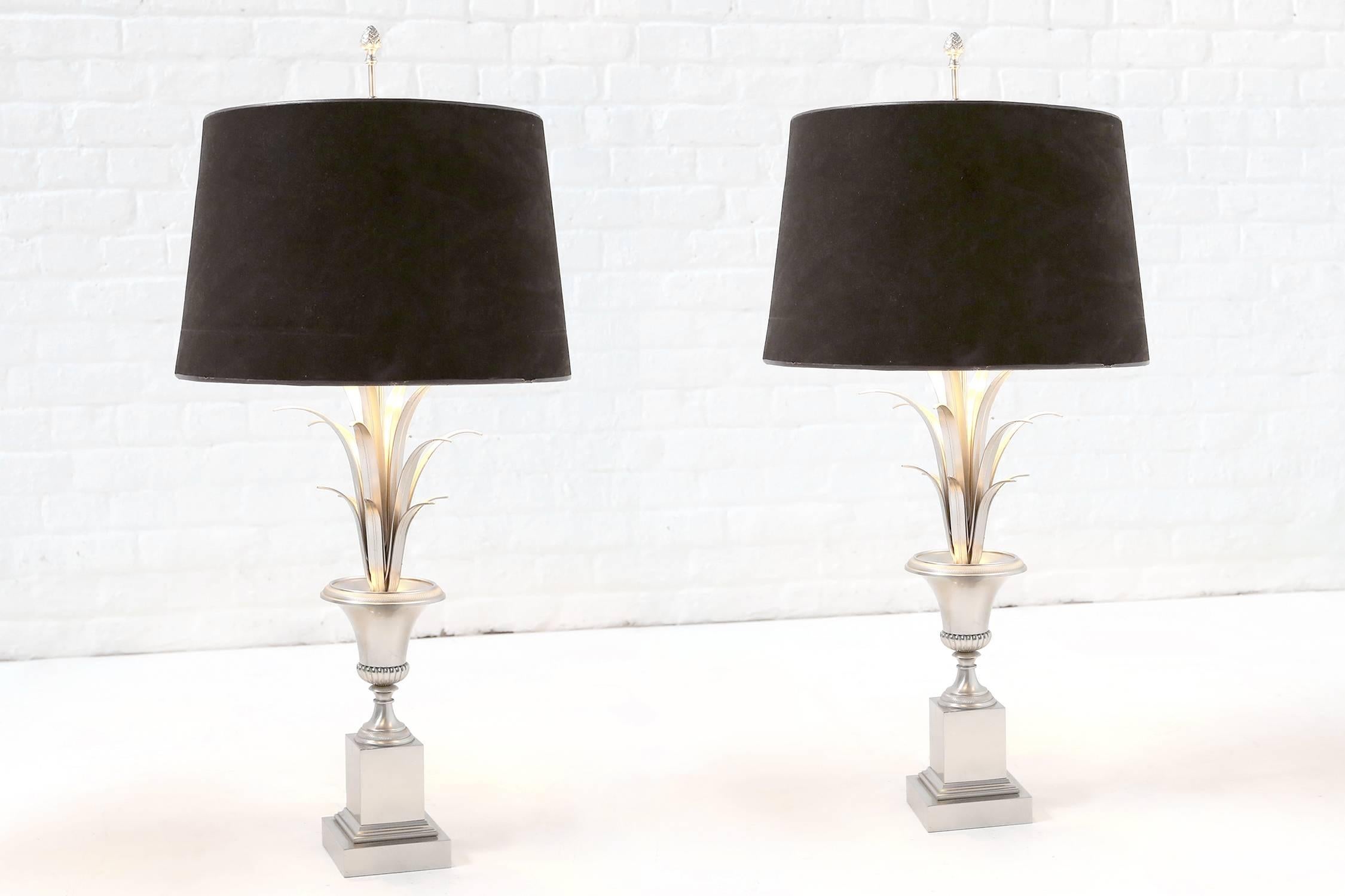 Pair of French Palm Tree Lamps Attributed to Maison Jansen, 1970 2