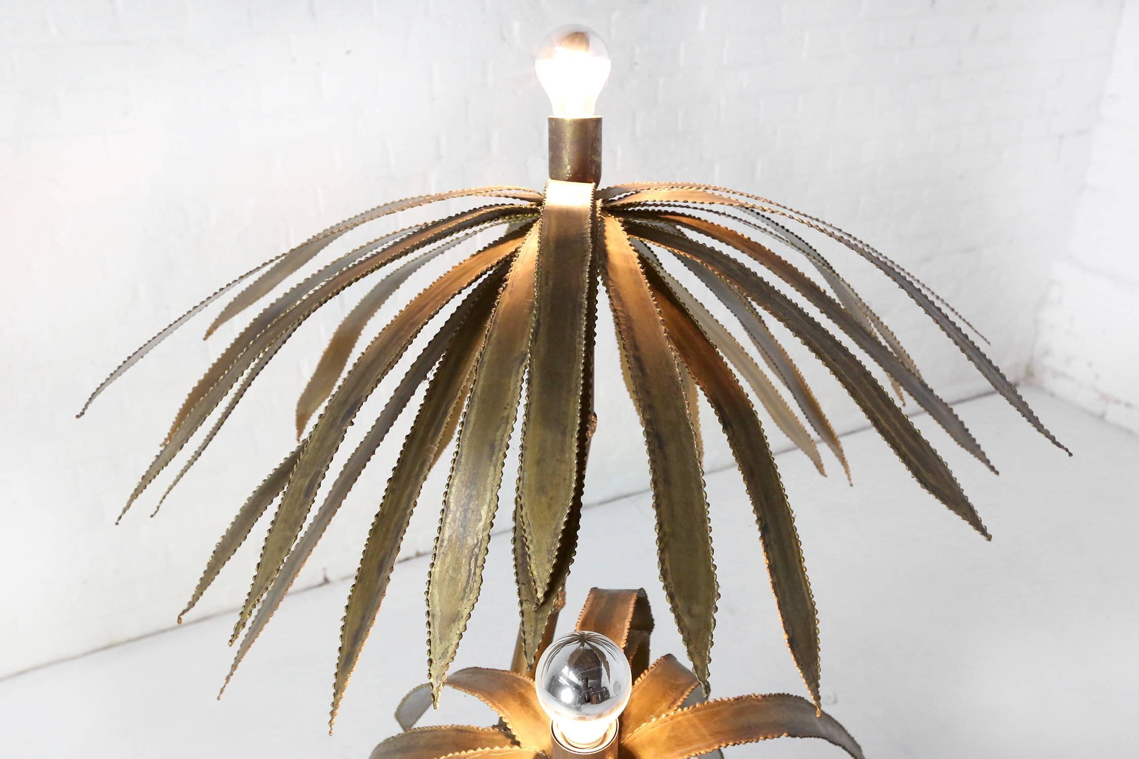 French Maison Jansen Brass Palm Tree Floor Lamp