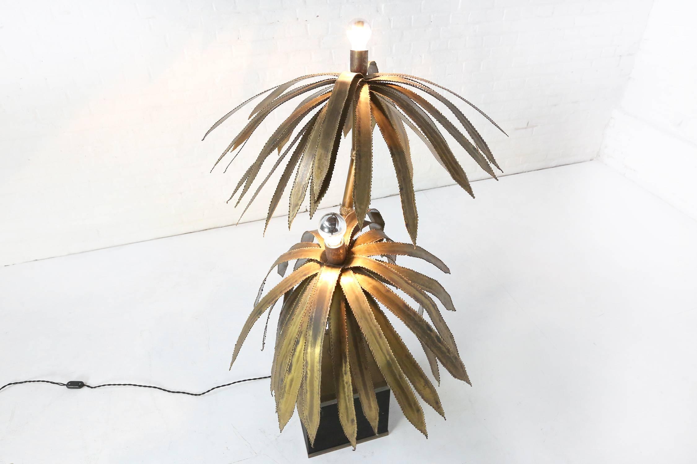 Late 20th Century Maison Jansen Brass Palm Tree Floor Lamp