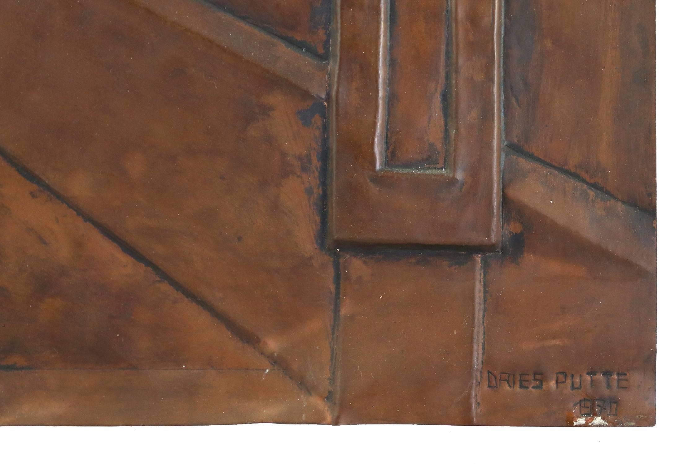 Copper Wall Panel by Belgian Artist Dries Putte, 1970 Octave Landuyt In Good Condition For Sale In Ghent, BE