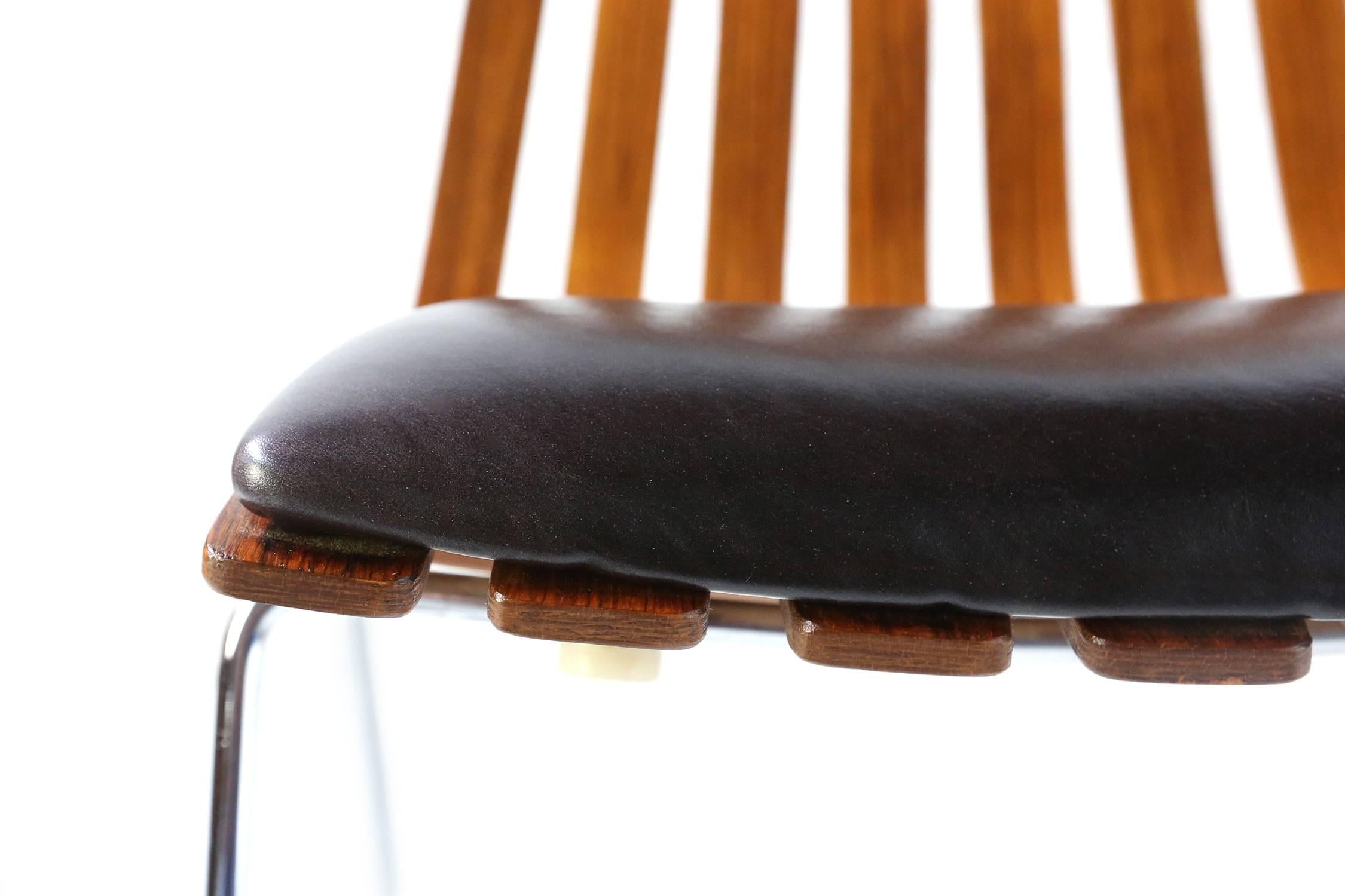 Leather Five Hans Brattrud Rosewood Scandia Chairs Produced by Hove Mobler Norway For Sale