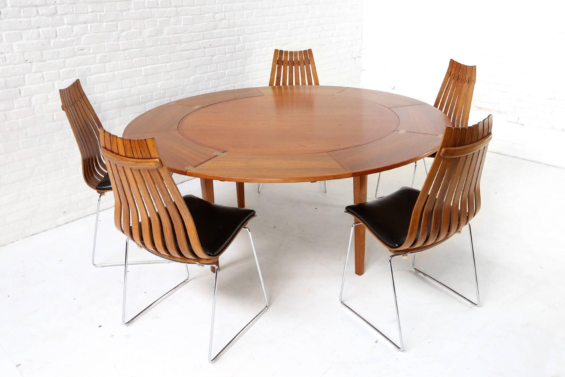 Teak Danish Lotus Flip-Flap Dining Table from Dyrlund, 1960s