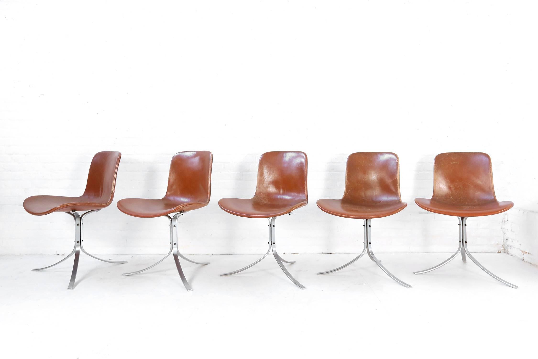 Mid-Century Modern Set of Five PK9 Chairs by Poul Kjaerholm for Kold Christensen, 1960s