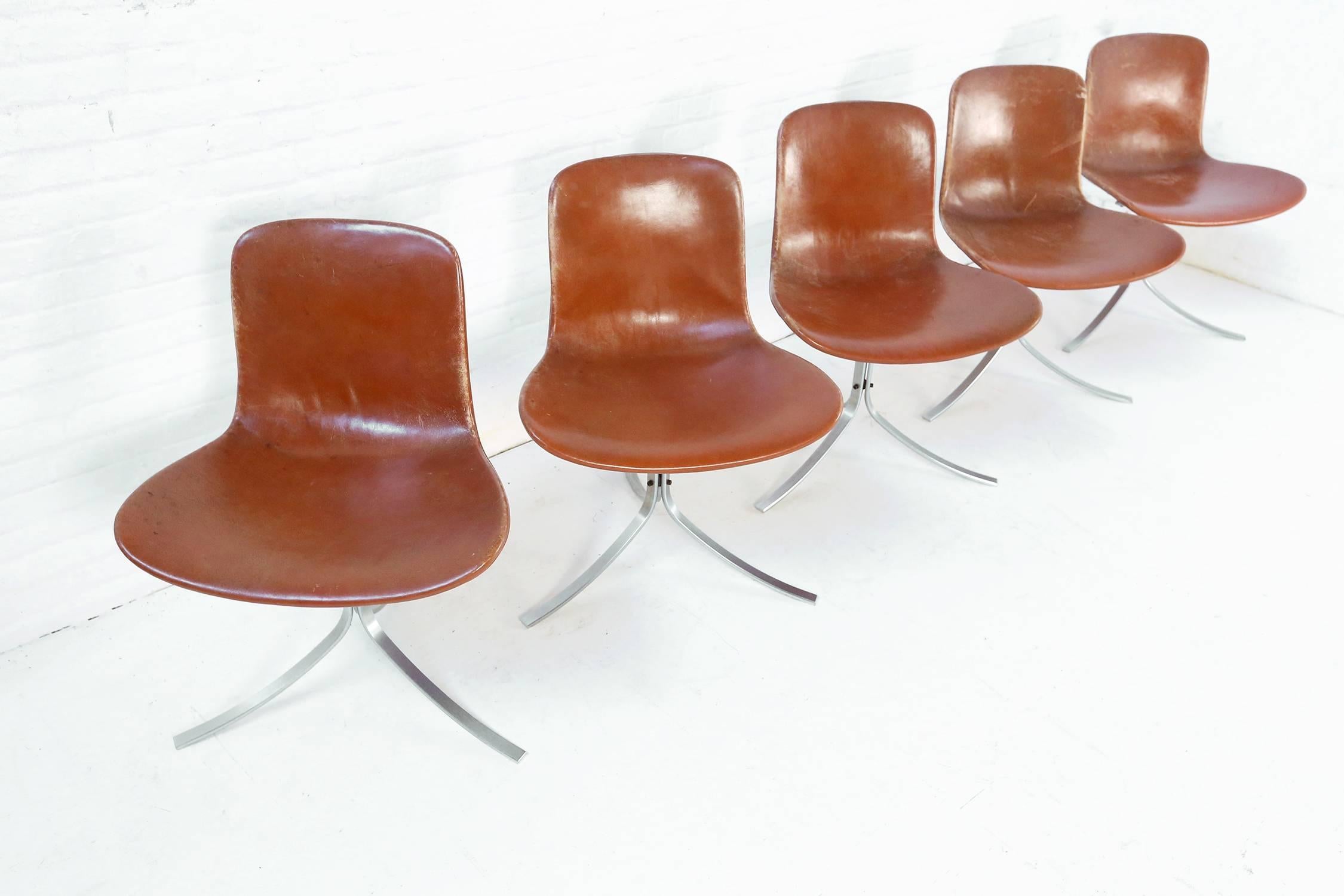 Danish Set of Five PK9 Chairs by Poul Kjaerholm for Kold Christensen, 1960s