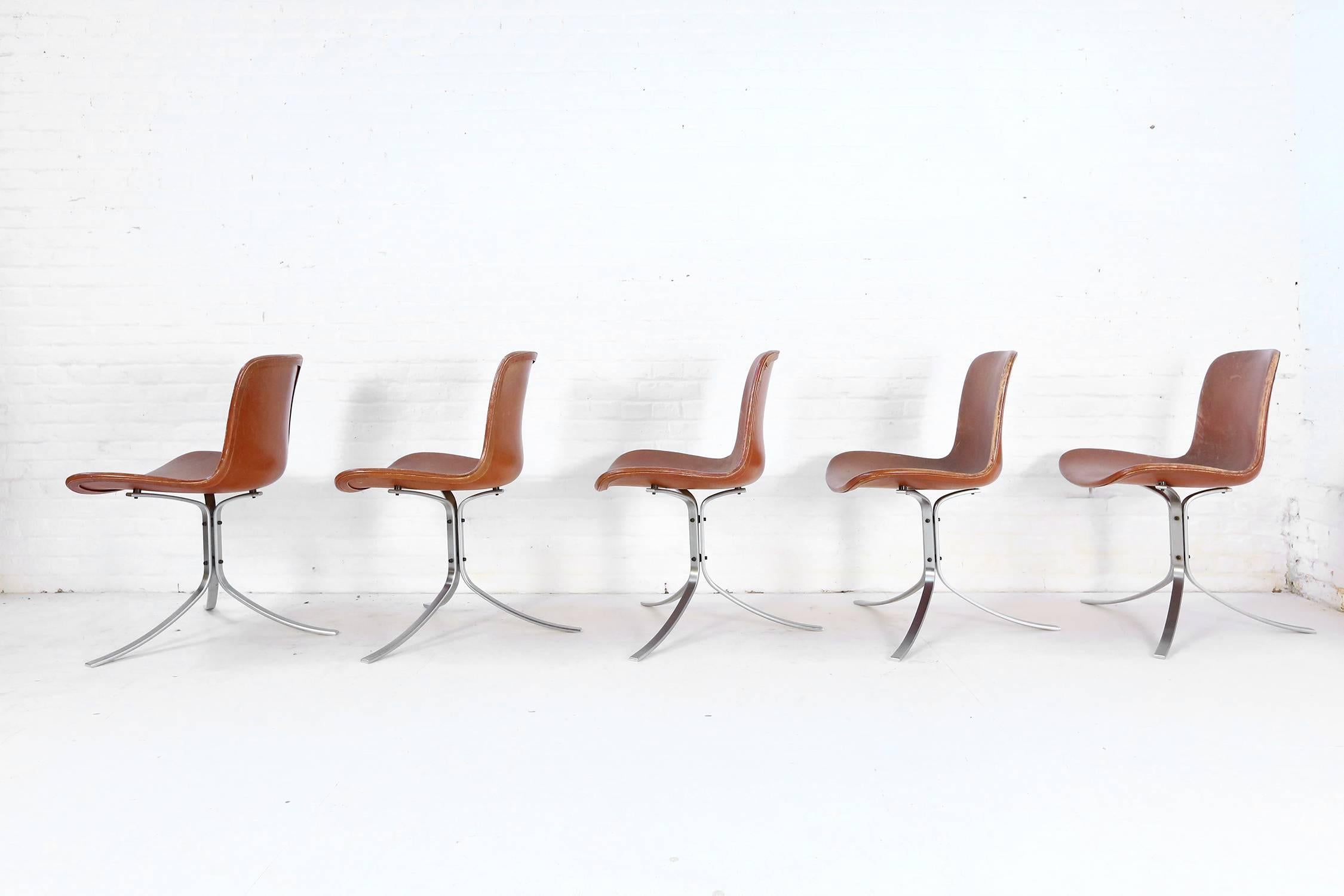 Mid-20th Century Set of Five PK9 Chairs by Poul Kjaerholm for Kold Christensen, 1960s