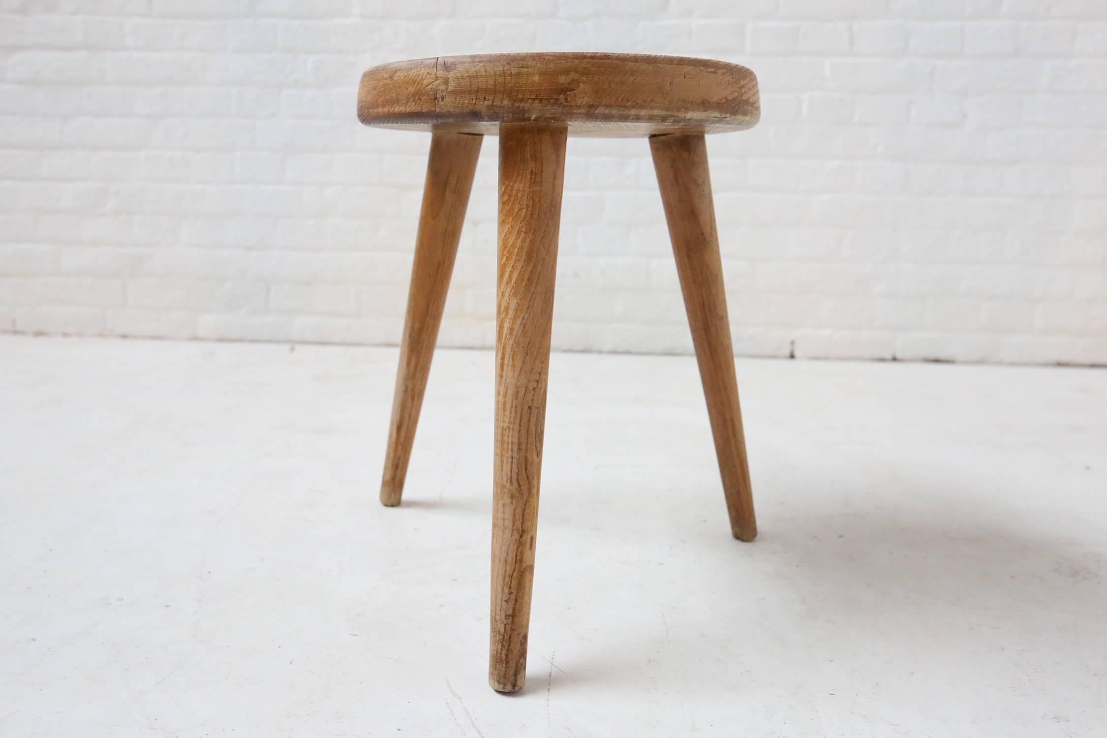 Ash Charlotte Perriand Tripod Stool, France, 1947