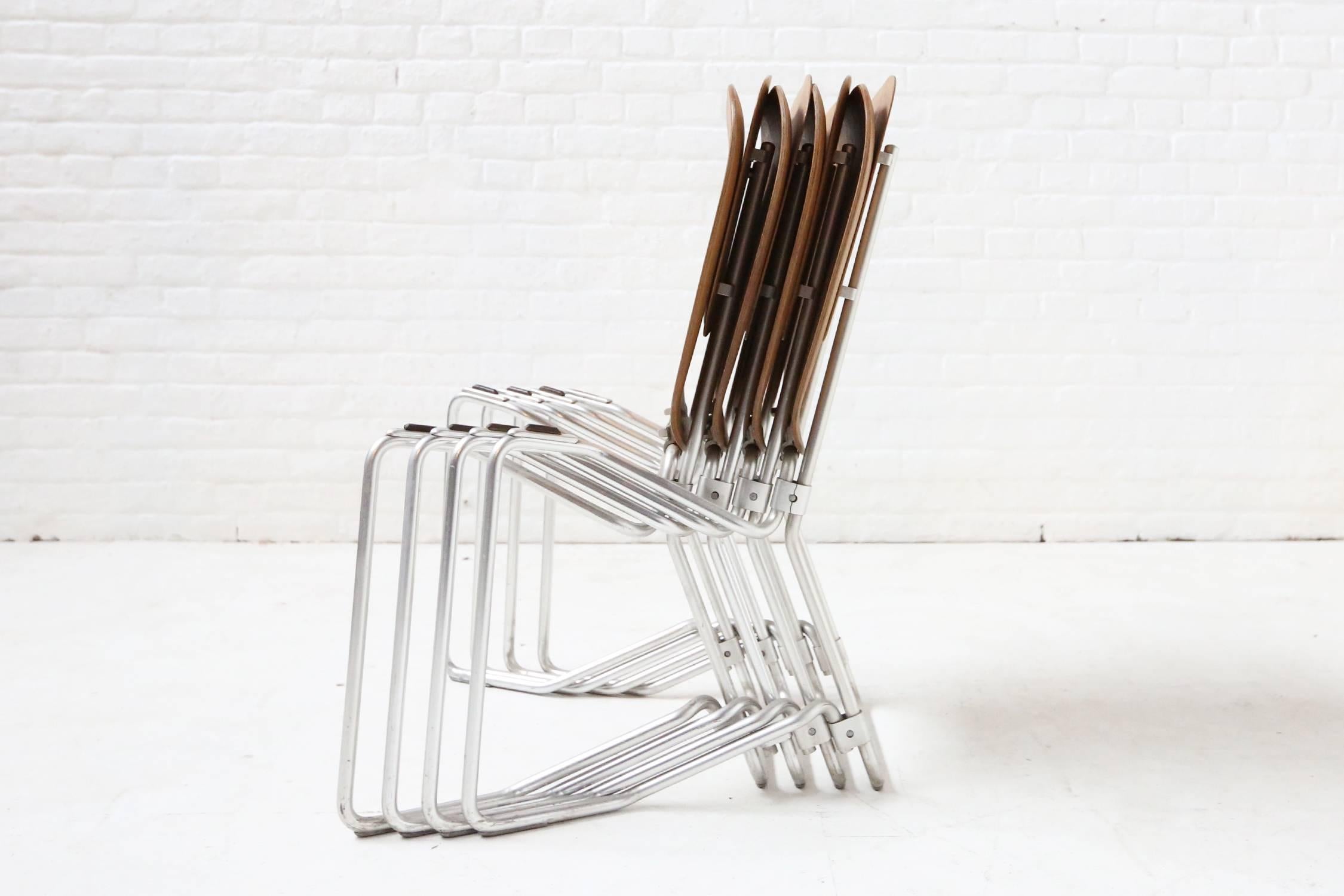 Mid-20th Century First Edition Aluflex Chairs by Armin Wirth Switzerland, 1950s For Sale