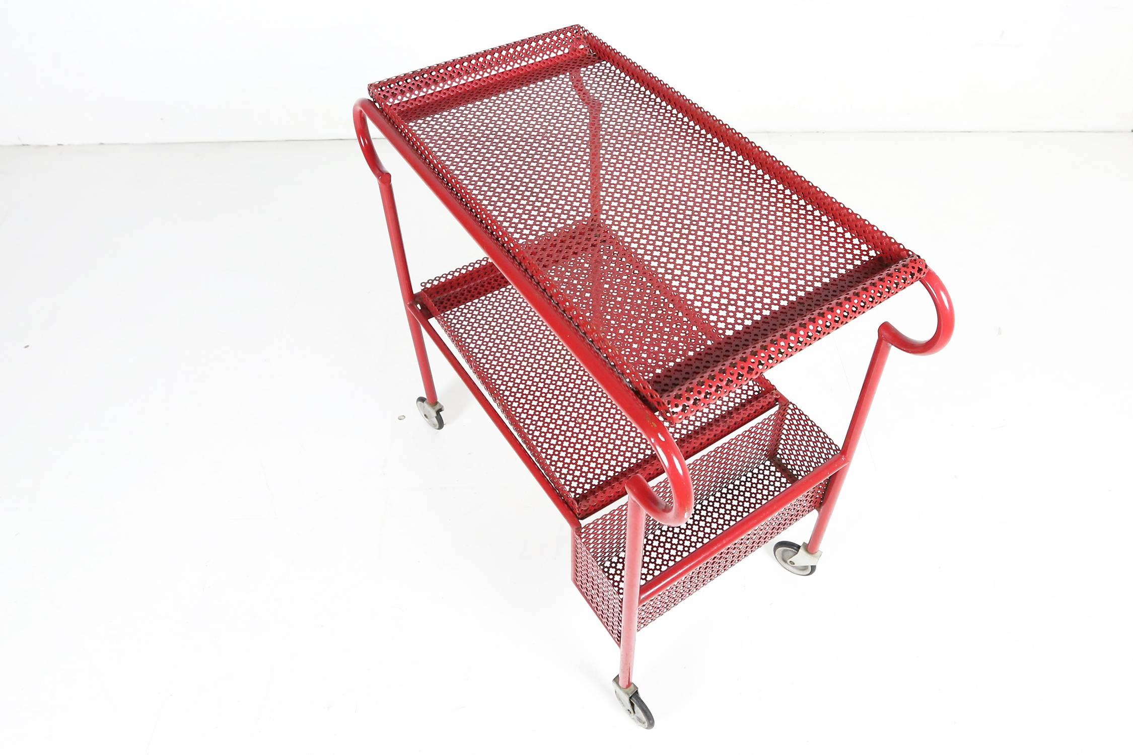 French Drinks Cart or Trolley, 1950s in the Style of Mategot, Royere, Prouve In Excellent Condition In Ghent, BE