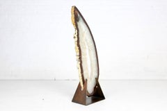 Very Large and Rare White Agate on Brass Base Attributed to Willy Daro