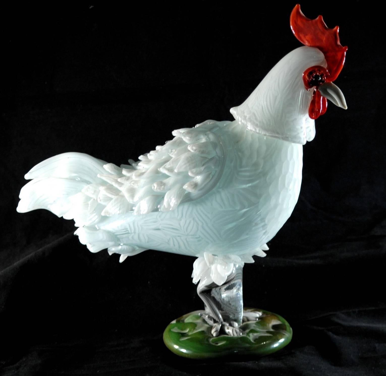 Italian Luciano Ferro for Avem, 1958-62, Two Large White Roosters