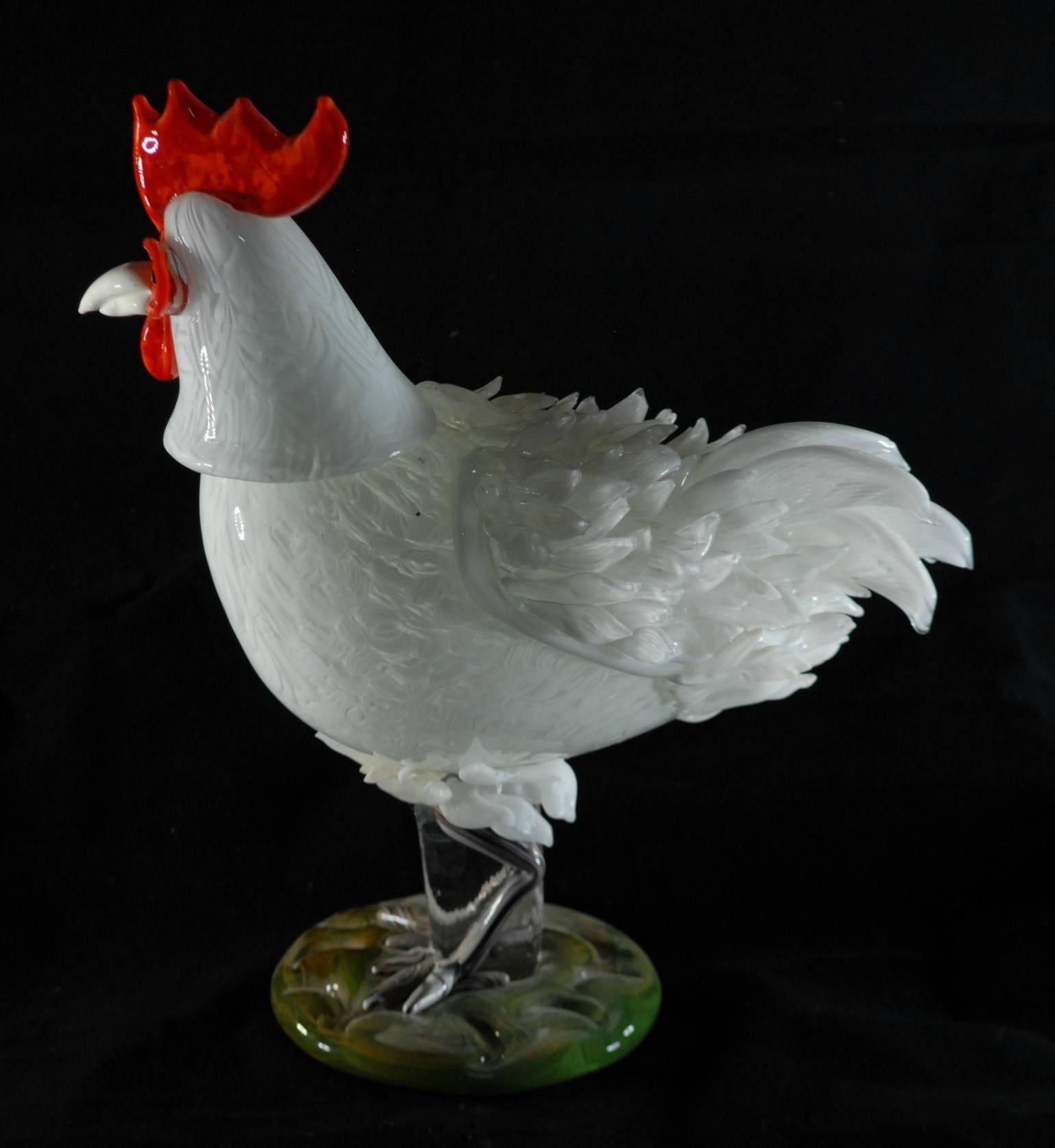Hand-Crafted Luciano Ferro for Avem, 1958-62, Two Large White Roosters