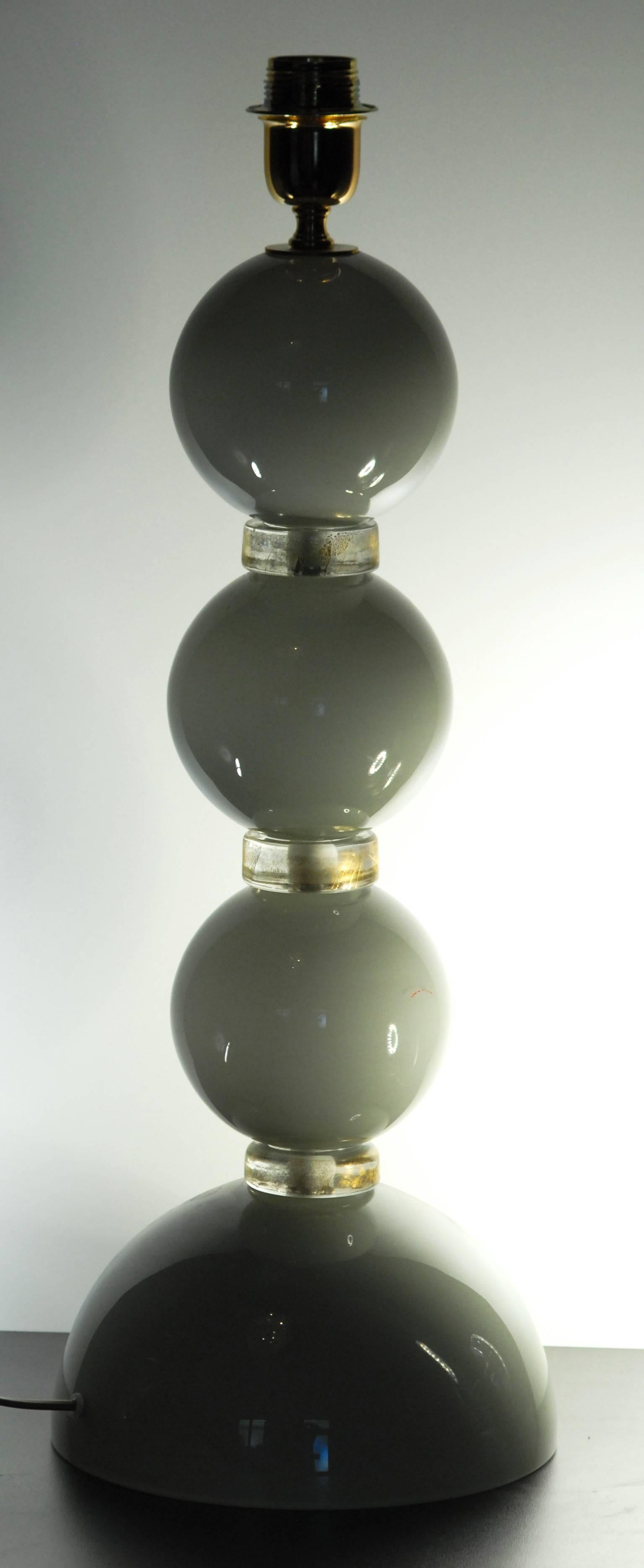 Alberto Donà Pair of Table Lamps, Deco Spheres, Acciaio over Lattimo 1