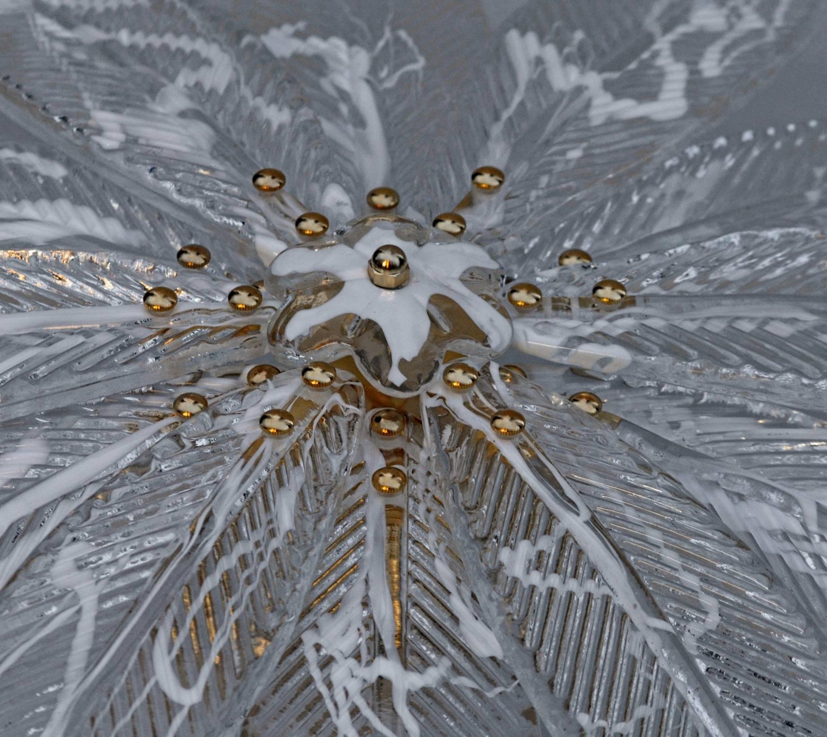 Italian Great Palmette Shallow Flush Ceiling Mount, in the Style of Barovier, Murano