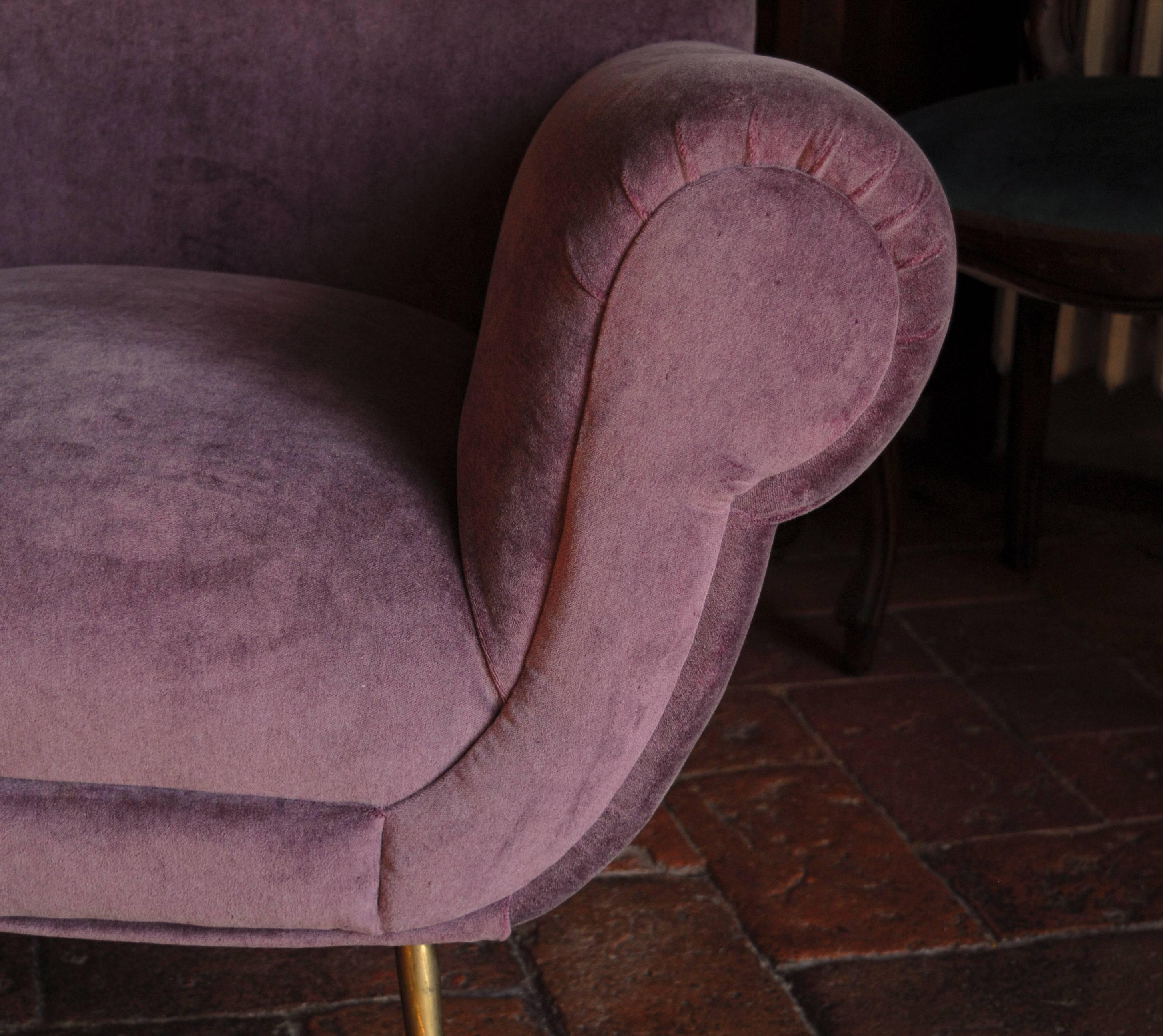 20th Century Two Armchairs, Gigi Radice for Minotti, Fully Restored, Soft Cotton Velvet 1950s