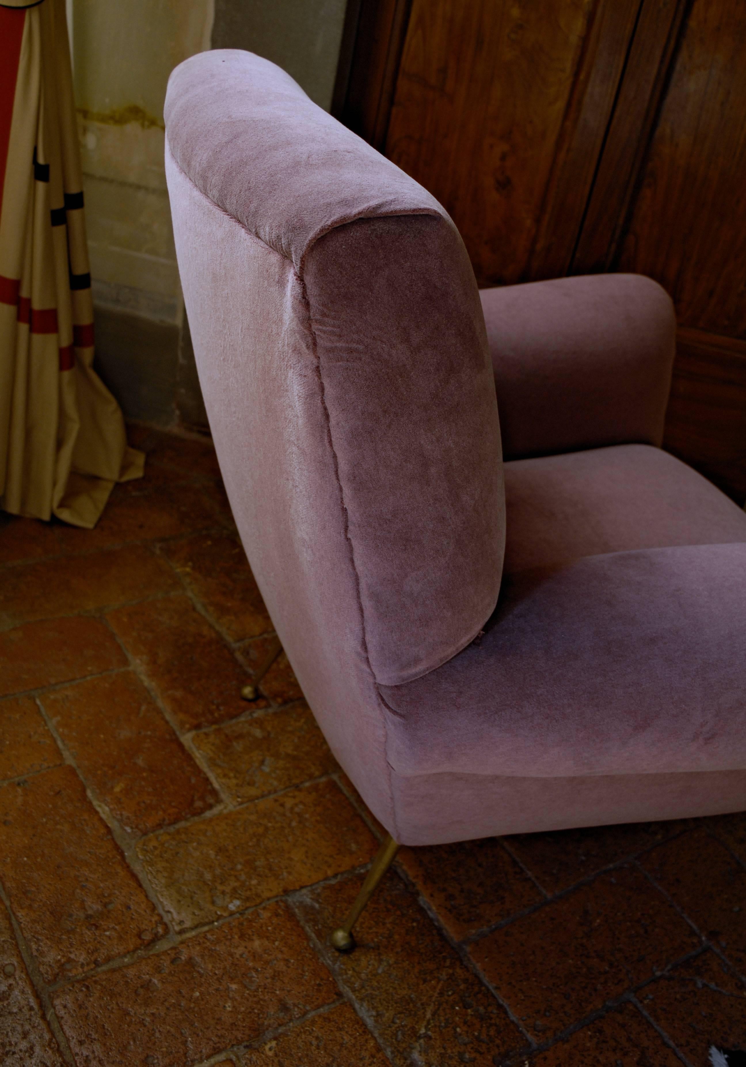 Two Armchairs, Gigi Radice for Minotti, Fully Restored, Soft Cotton Velvet 1950s 2