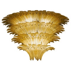 Large Palmette Chandelier, Four Tiers, Murano amber, in the Style of Barovier