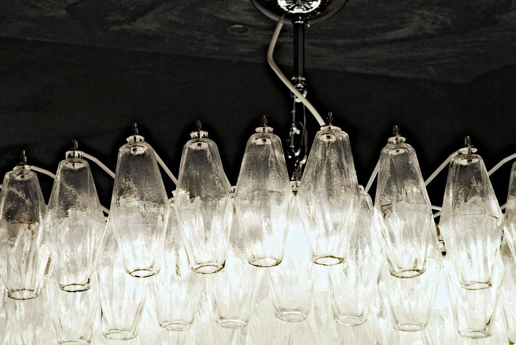 Late 20th Century Mid-century Poliedri Chandelier, Clear, Murano Made