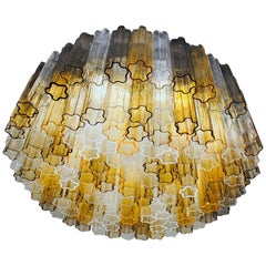 Murano Midcentury Two-Tier Tronchi Chandelier, Toni Zuccheri Venini