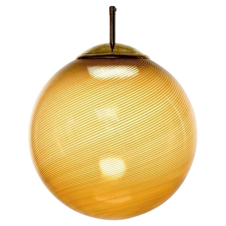 Gaia, Murano Amber Mezza Filigrana Tessuto glass sphere, Silvio Piattelli Design