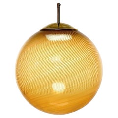 Gaia, Murano Amber Mezza Filigrana Tessuto glass sphere, Silvio Piattelli Design