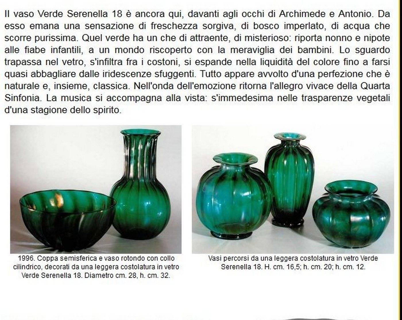 Signierte Schale von Archimede Seguso, grünes Glas mit Schillerndem Schliff, Serenella 18 Grün (Muranoglas) im Angebot