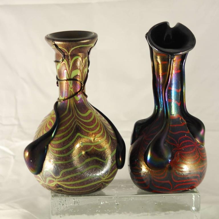 Sergio Rossi, Two Murano iridescent vases in the Style of Loetz, 1980 In Good Condition For Sale In Tavarnelle val di Pesa, Florence