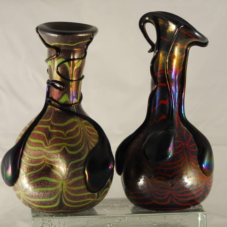 Sergio Rossi, Two Murano iridescent vases in the Style of Loetz, 1980 For Sale 2