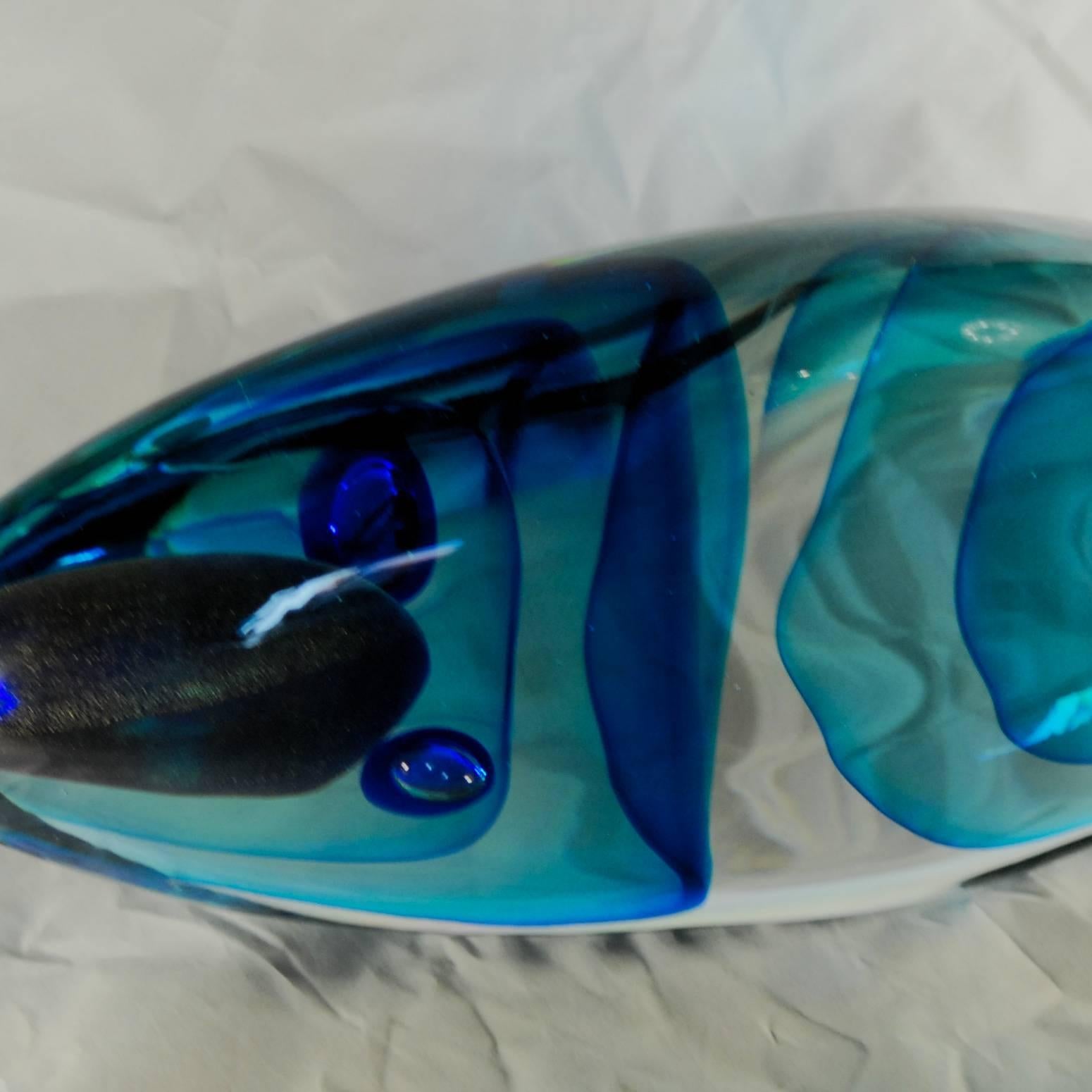 Italian Massiccio Alberto Donà Incalmo Fish with Sbruffi Glass Casing over Sommerso