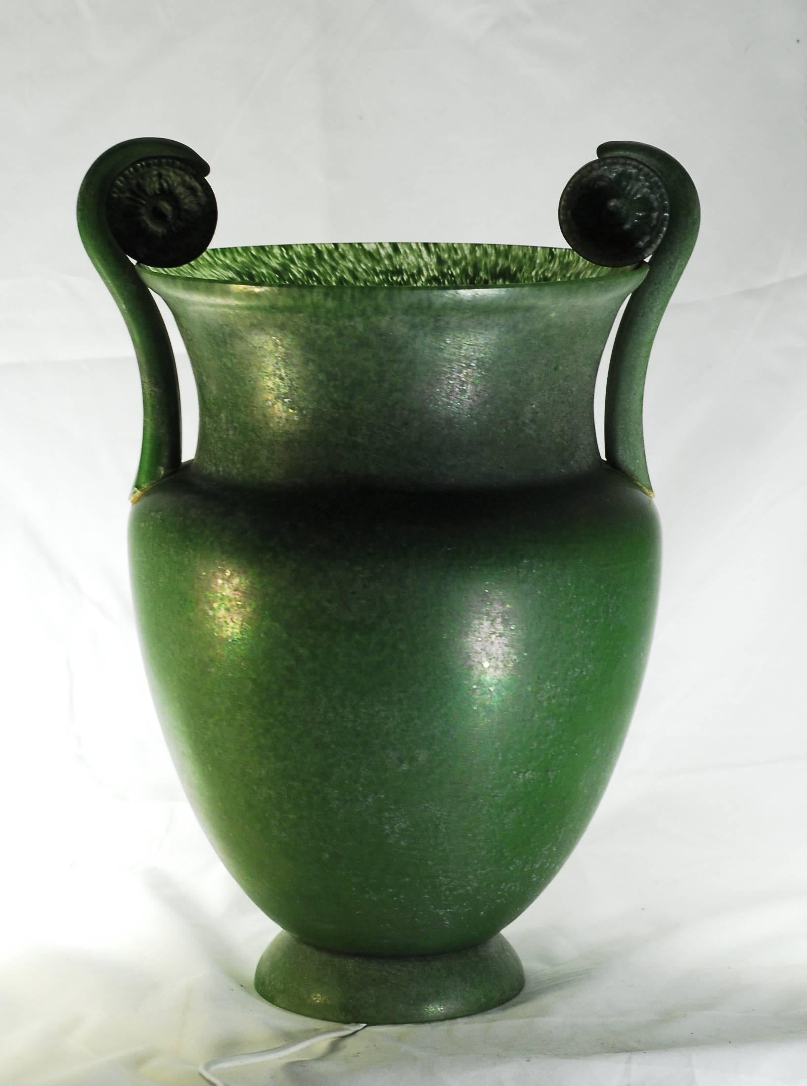 Italian Sergio Rossi, Large Athena Torchere, Scavo Green from the 1980s