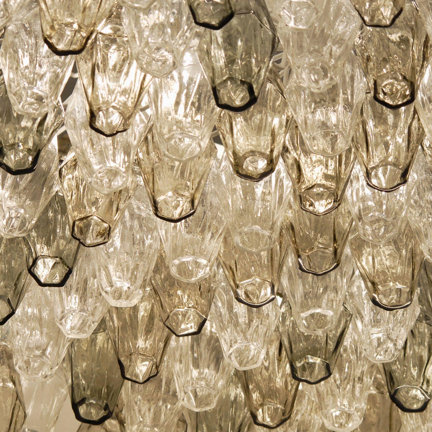 Poliedri Chandelier, Taupe and Clear, Murano Made, Midcentury Beauty, circa 1980 3