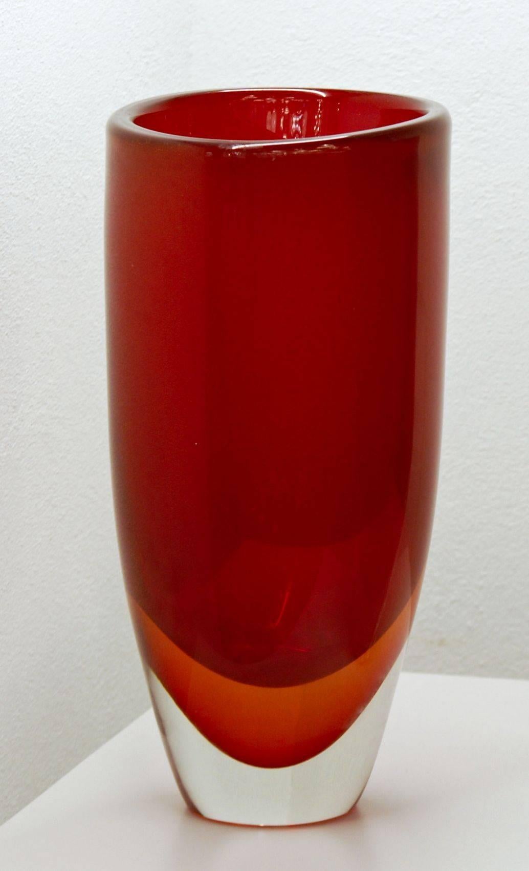Art Glass Romano Dona, Pair of Double Sommerso Vases, circa 2005, Massiccio