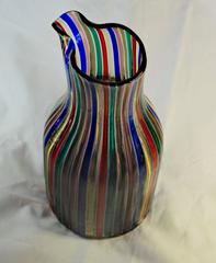 Giò Ponti for Venini, Pitcher from the “A Canne” Collection, 1989, Signed, Label