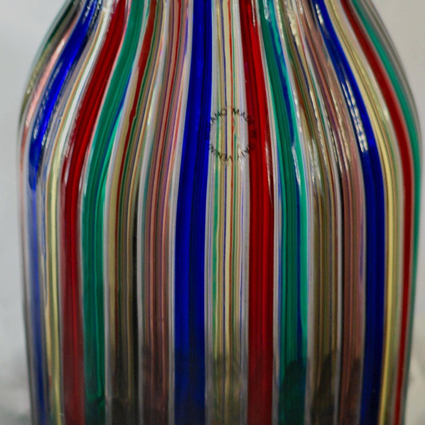 Giò Ponti for Venini, Pitcher from the “A Canne” Collection, 1989, Signed, Label In Excellent Condition In Tavarnelle val di Pesa, Florence