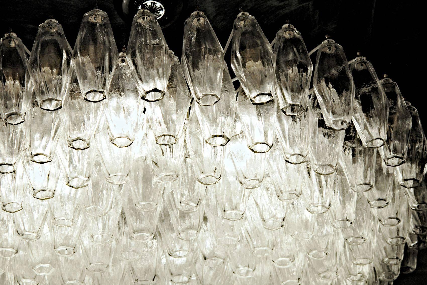 Murano Glass Imposing Poliedri Chandelier, Clear, Murano Made