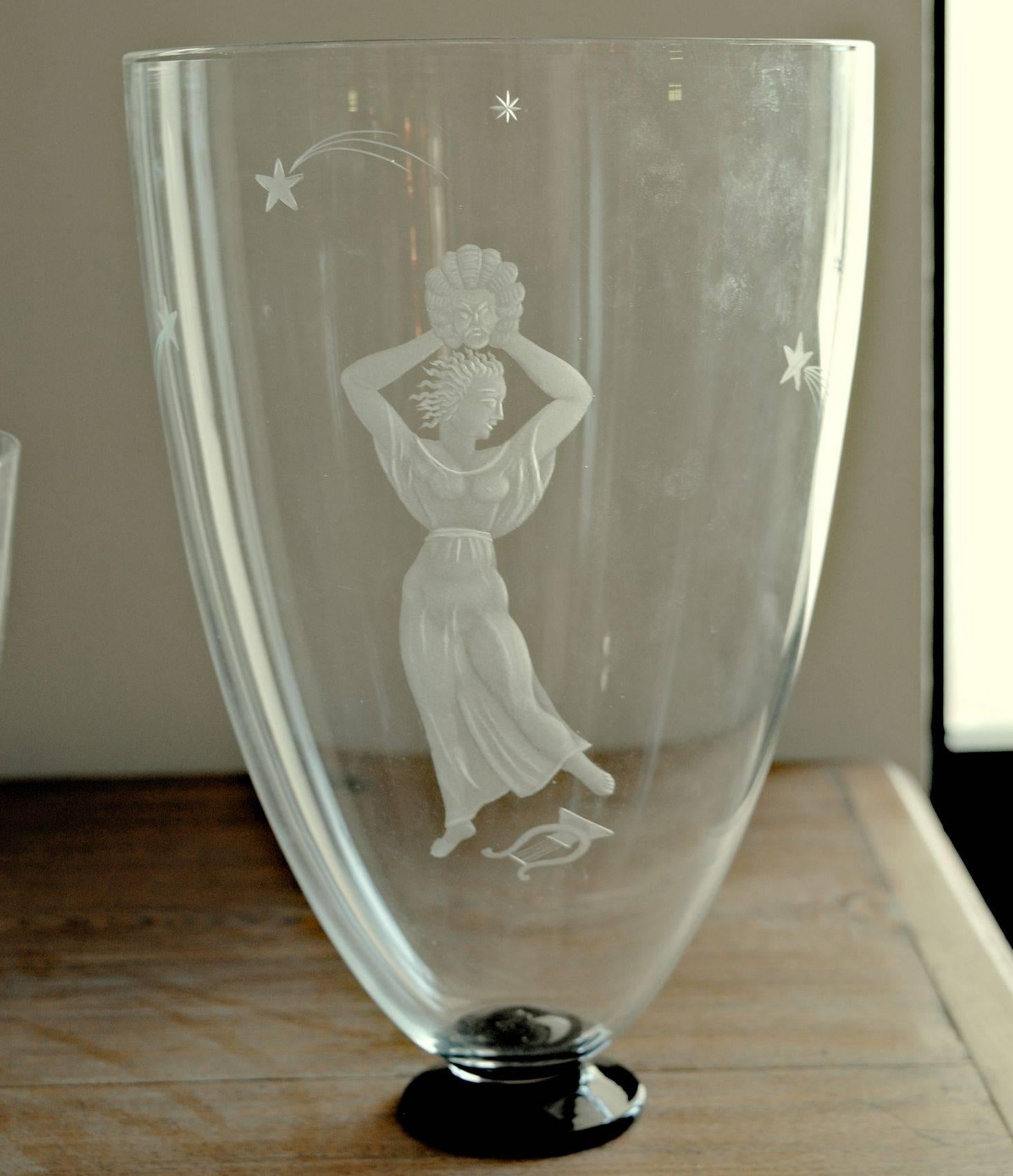 Murano Glass Balsamo Stella Trittico, Franz Pelzel Salir, Artemis Siren Melpomene, circa 1929