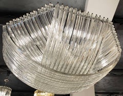 Large Curvati Chandelier, Clear Triedri, Carlo Nason certificate, Murano, 60s