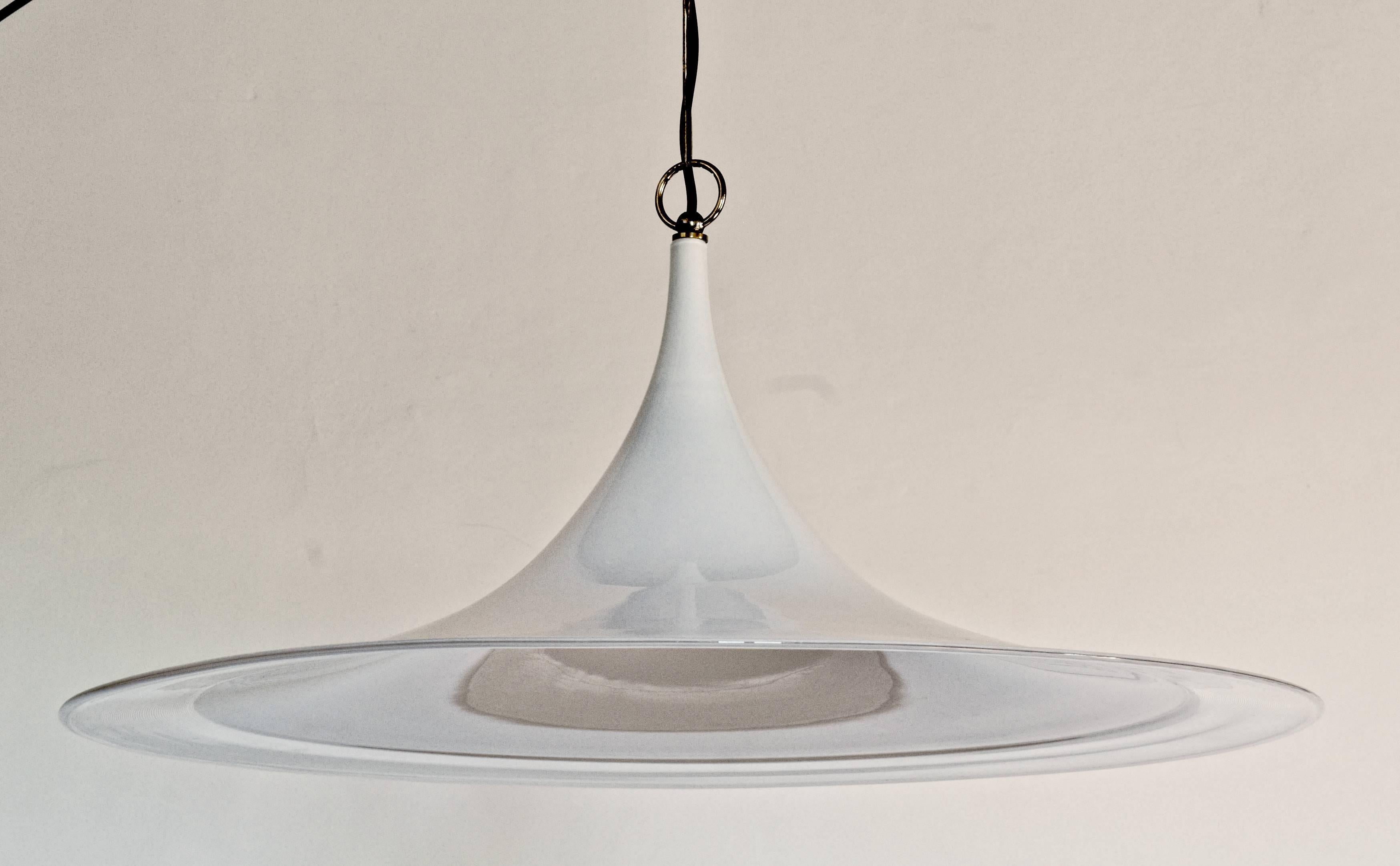 Lino Tagliapietra, Effetre, Suspension, Opaline with Filigrana Incalmo, 1980s 2