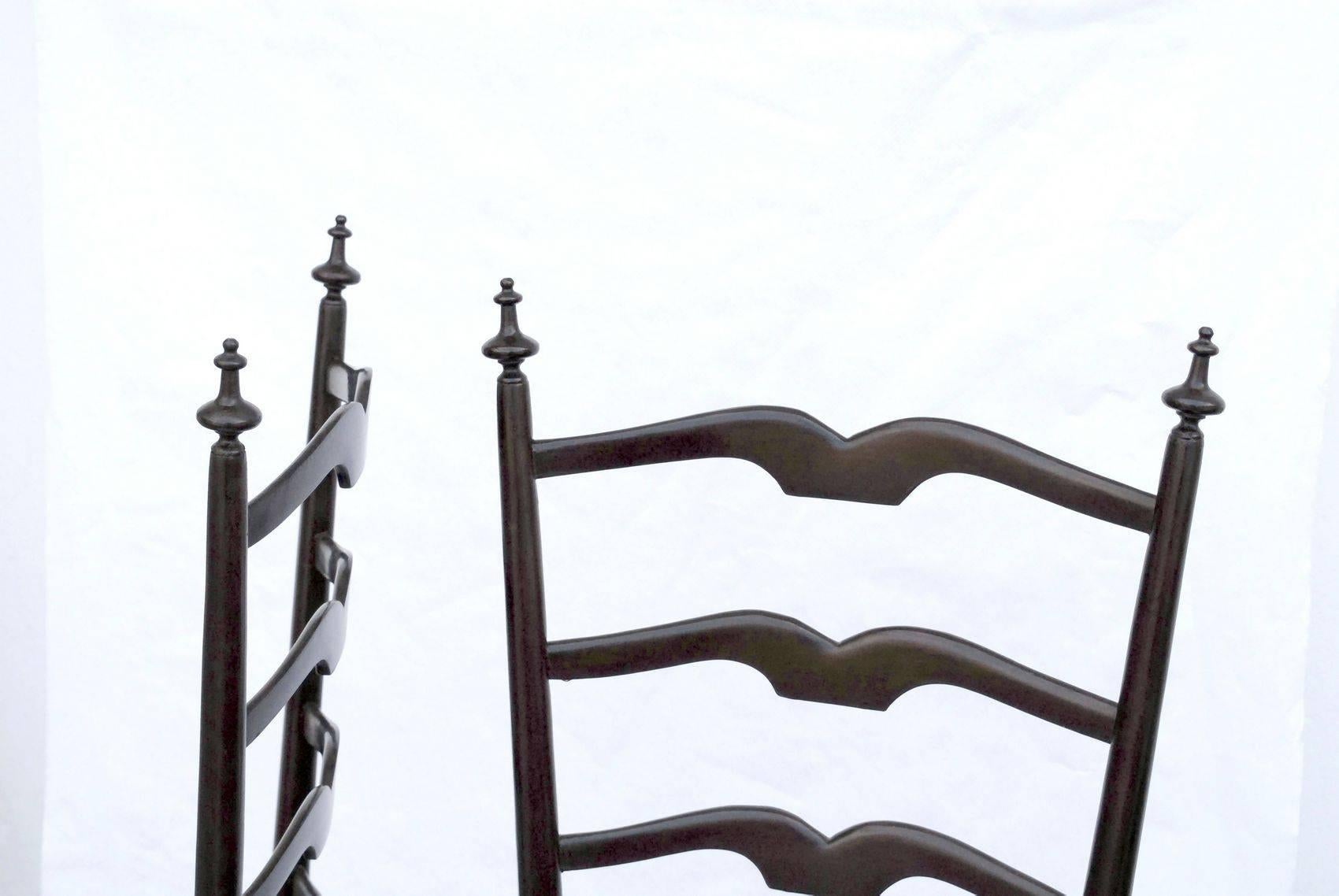 Mid-Century Modern Paolo Buffa, Pair of Chiavari Hall Side Chairs, Restored, French Polish, Velvet
