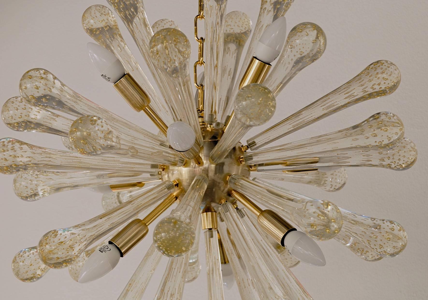 20th Century Midcentury Sputnik Chandelier, Baloton Gold Rods, Alberto Dona, 1990s, Camer