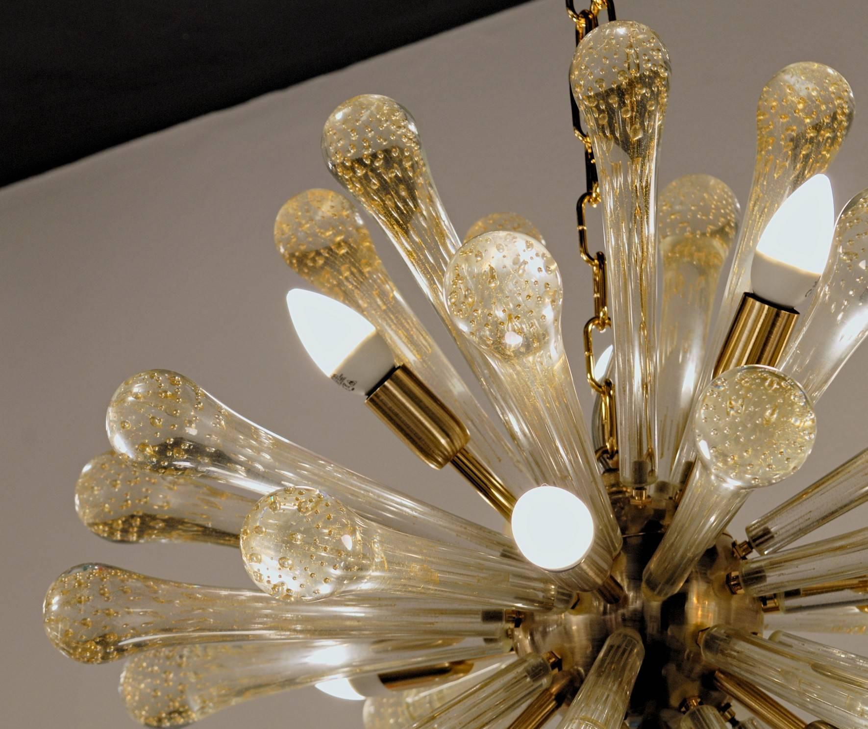 Midcentury Sputnik Chandelier, Baloton Gold Rods, Alberto Dona, 1990s, Camer In Good Condition In Tavarnelle val di Pesa, Florence