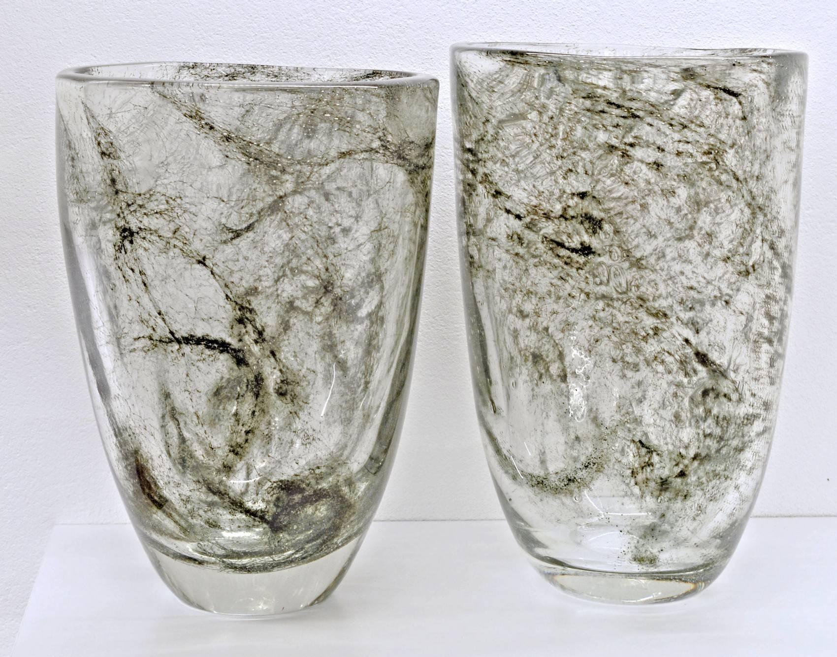 20th Century Pair of Vases, Ercole Barovier, Crepuscolo Serie Designed in 1935, Murano