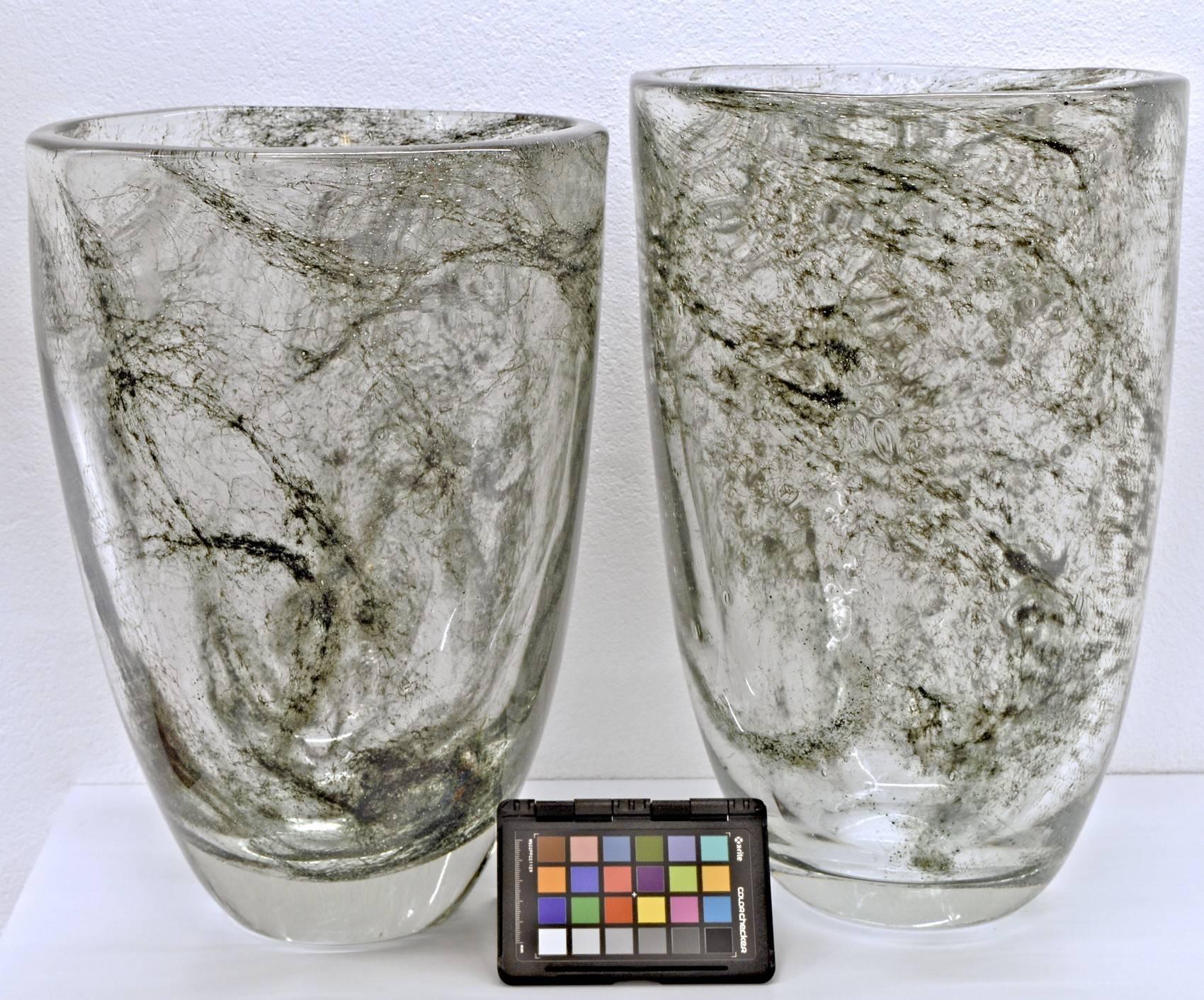 Metal Pair of Vases, Ercole Barovier, Crepuscolo Serie Designed in 1935, Murano